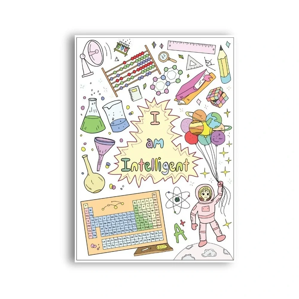 Girls Travel Activity Set - Affirmation Coloring Book, Pencils & Drawstring Bag